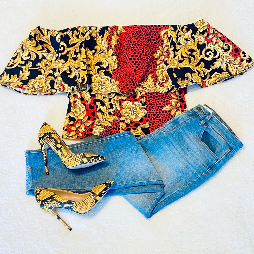 NY&Co Ruffle Sleeve Off the Shoulder Top